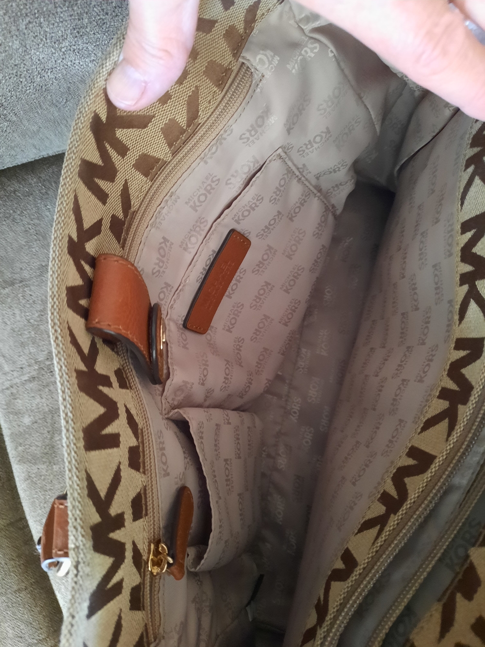 Michael Kors Tan MK Logo Satchel Bag - Picture 3 of 9